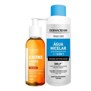Acnefree sabonete líquido 120ml + Água Micelar 120ml Dermacream