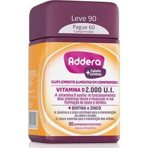 Vitamina D Addera 2.000UI Cabelo e Unhas com 90 comprimidos