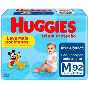 Fralda Huggies Tripla Proteção M - 92 fraldas