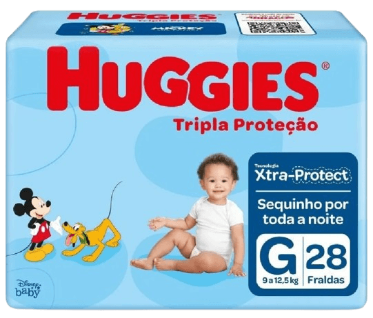 Fralda Huggies tripla proteção G 28 UN